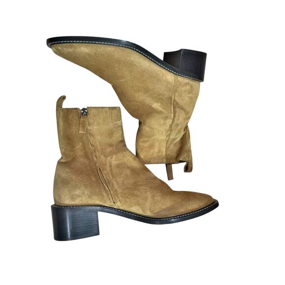 Everlane The City Boot Suede Leather Block Heel Saddle Sand Suede Size 8.5 NWOB - Picture 8 of 11